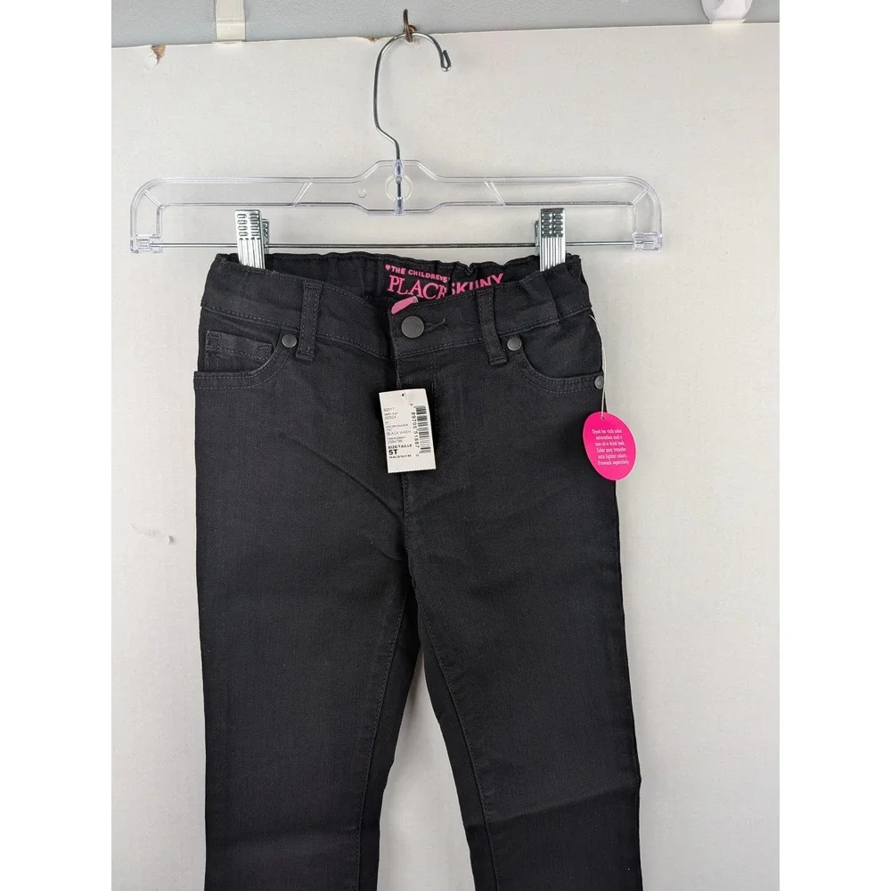 The Childrens Place Kids Skinny Jeans Black Wash Adjustable Waist 5T